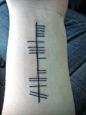 Ogham, Celtic tree alphabet, says “gaol buan” which, when translated, says “unfailing love”. You read it from bottom to top and each set of lines is a letter.