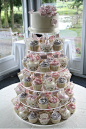 Lilac and pink cupcake tower