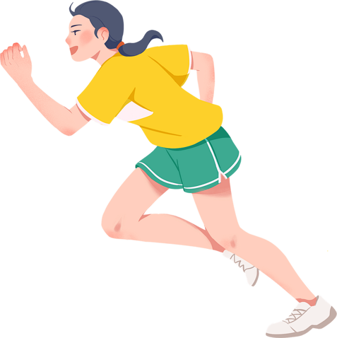 运动会完整插画-穿黄色衣服跑步的女孩
