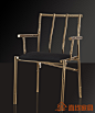 不锈钢扶手餐椅玫瑰金色洽谈椅现代中式竹节休闲椅电脑椅创意椅子-淘宝网