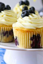 Lemon Blueberry Cupcakes with Lemon Cream Cheese Frosting..