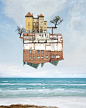 the cartography of the sky: levitating dreamlike houses by zabadu :  