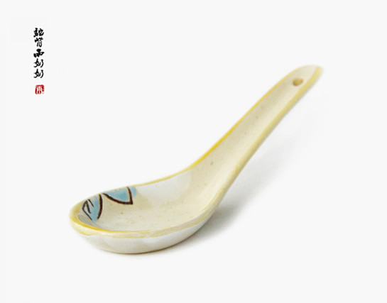 雨奶奶 日式和风创意复古陶瓷勺子 汤勺 ...