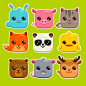 Square Animals Set - Animals Characters