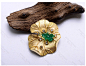 AD甲山镶嵌 祖母绿吊坠 18K黄金荷叶包镶设计 珠宝加工定制款式-淘宝网