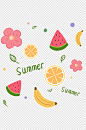 花手绘元素夏天清新可爱水果 小清新手绘元素