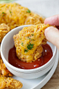 Baked Garlic Cheddar Chicken Strips - the easiest and quickest baked chicken tenders ever with cheddar cheese and garlic, so good | rasamalaysia.com