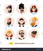 Characters avatars in cartoon flat style. - 站酷海洛正版图片, 视频, 音乐素材交易平台 - Shutterstock中国独家合作伙伴 - 站酷旗下品牌