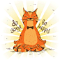 Cartoon red cat sitting on lotus position of yoga. vector art illustration