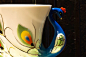 陶瓷咖啡杯 长城瓷艺孔雀幸福高档咖啡杯套具珐琅瓷