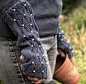 Pearl-studded gauntlets - easy: knit one, purl three, illustrated smocking instructions. Too cute!