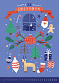 12月 灯笼 红果 麋鹿礼物 圣诞节快乐 2019手绘日历设计PSD ti331a2512