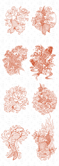 中国风传统底纹中式传统纹样古典锦鲤手绘鱼矢量素材AI (2)
