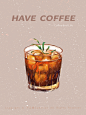 【手绘饮品插画】冰美式咖啡