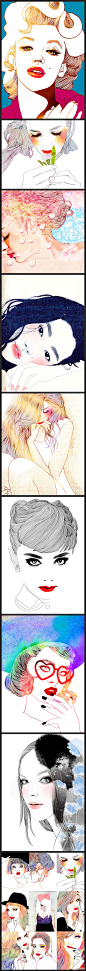 花瓣网韩国插画家Hajin Bae的人物插画作品，利用线条的美感，用色柔和亮丽，简单细腻传神！→