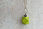 Geometric  necklace "Lime green"几何项链 石灰绿 #手工# #木# #铜# 