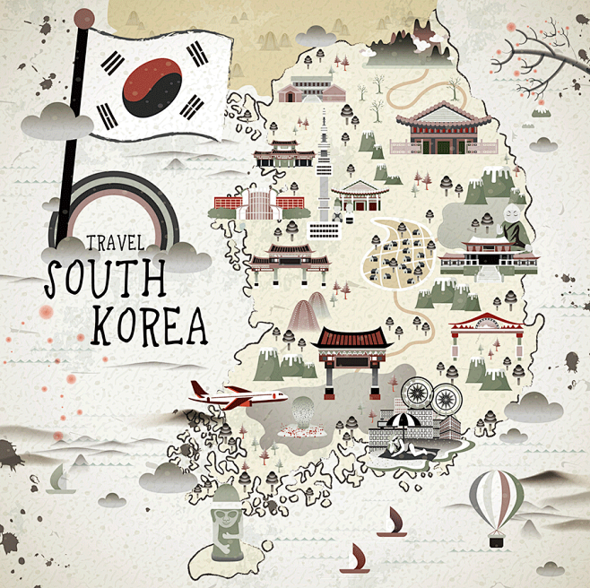 韩国旅游地图【矢量素材】27款-MICU...