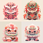 赤壁中国舞狮人物，超萌，色彩柔和，宫崎骏设计
