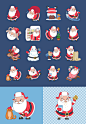 Santa Sticker Set : A set of 16 Santa stickers