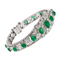 Art Deco period platinum, diamond and emerald bracelet