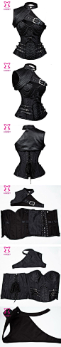 Black Vintage Gothic Corset Steampunk Clothing Armor Inspired Bustier With…: 