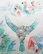 #flamingo#exotic#collection#tropical#palmtrees#sketch#jewelrydesign#necklace