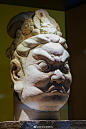 彩绘石雕天王头像 唐代
永和县文管所藏
见于#临汾市博物馆#