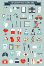 Medical infographic set in flat design : Medical infographic set in flat designSet of 134 medical elements for infographics (6 characters; 53 elements; 75 icons)