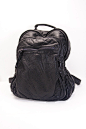 BADMARY 纯黑色极简风大容量柔软水洗皮复古双肩包大包书包背包
