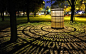 The Intelligent Lighting Institute (ILI) of the Eindhoven University promotes itself with a creative fixture that projects "INNOVATION" on the ground around it.