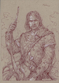 "Faramir in Ithilien"      10" x 14" colored pencil on toned paper  © 2006 Donato Giancola    private collection