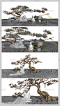 新中式景观小品庭院景观松树SU模型