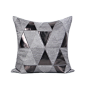 MISSLAPIN简约现代轻奢/沙发靠包靠垫抱枕/灰色三角贴布绣花方枕-淘宝网
