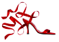 鞋子,影棚拍摄,红色,缎带,高跟鞋_165206137_Red Shoe with Ribbons_创意图片_Getty Images China