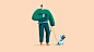 [米田/主动设计整理]fYear Of The Dog Walker - Series 1 : Year of the Dog Walker is a series of illustrated character designs featuring people paired with their dogs. They’re designed using simple, flat color and fun shapes.