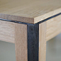 table detail - wood & darken steel Manufacture Nouvelle