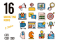 16个营销推广商场购物打折宣传矢量图标集Marketing Icons :  