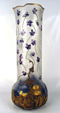 MONT JOYE CAMEO GLASS VASE VIOLETS ART NOUVEAU circa 1900