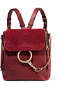 Chloé - Faye small leather and suede backpack : Claret leather and suede (Calf) Snap-fastening front flap Designer color: Sienna Red Weighs approximately 2lbs/ 0.9kg Made in Italy