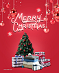 圣诞节礼物礼盒圣诞树促销活动海报