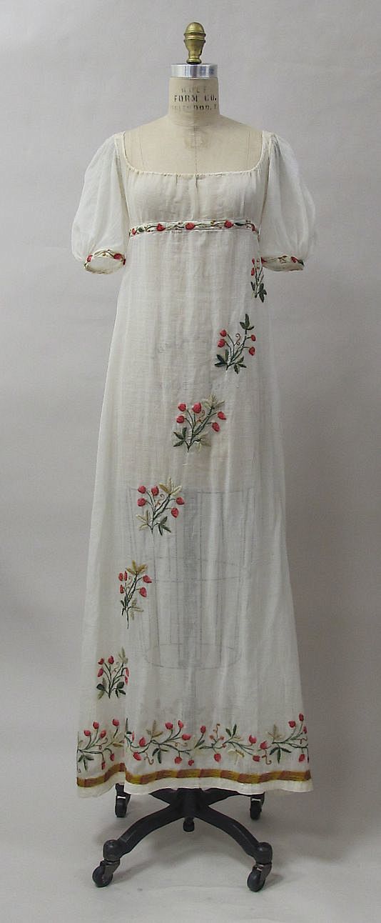 服装，约1805年的法国，棉花，羊毛，金...