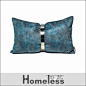 Homeless布艺|家居样板房|靠包靠垫抱枕|蓝色皮革金属腰带腰枕-淘宝网