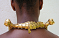 Beverley Price. Necklace: Mapungubwe Re-Mined, 2006 - 2007. Model, 525 grams of fine and 18 carat gold. 16 x 3.5 x 37 cm. Photo by: Des Tak. From series: Aumemes. View 6Hollow articulated neckpiece.