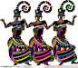 少数民族精美装饰画--三个跳舞的女人