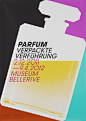 在苏黎世Bellerive博物馆的关于香水瓶和香水包装展览的海报