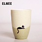 ELNEE 景德镇可爱卡通手绘性感猫咪马克杯子/陶瓷/水杯 创意礼物 - 家居达人