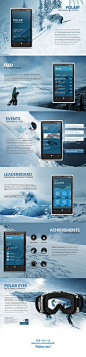 Polar for Windows Phone ***  "WIP of a social + gamified skiing/snowboarding experience application, designed as part of an interface design project." by Scott Horsfall, via Behance