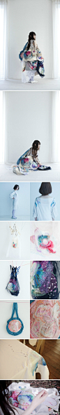 【刺绣】刺绣艺术家Yumiko Arimoto(有本ゆみ)，1986年出生于日本奈良，毕业于京都造形艺术大学。她擅长用轻盈的彩线来绣制繁复而极具自然之感的作品。 