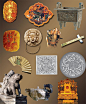 中国传统古典元素 玉佩折扇铜鼎