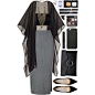A fashion look from September 2015 featuring black tube top, gray skirt and black sheer kimono. Browse and shop related looks.